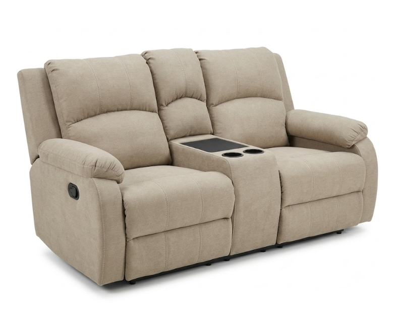 ECOLEATHER SOFA 2CPOS+CONSOLA TELA BEIGE