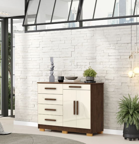 MOVELMAX COMODA C/ZAPAT SIRIUS 5C+2P IMB/CHAM