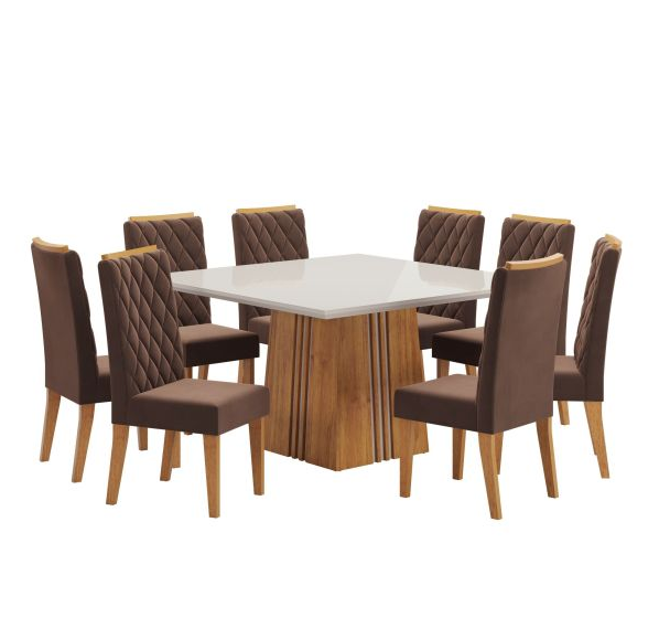 MOVELMAX JGO COMEDOR RUBI 8S MIEL/OFF