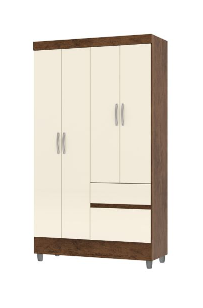MOVELMAX ROPERO ENZO 4P 2G IMBUIA/CHAM