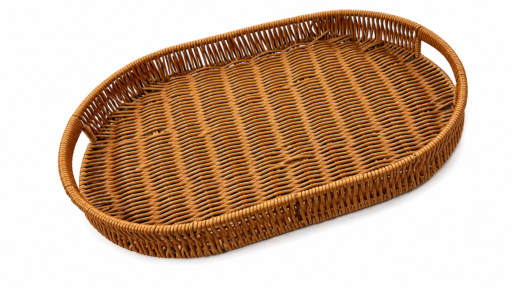 BANDEJA MIMBRE PLASTICO OVALADA MARRON