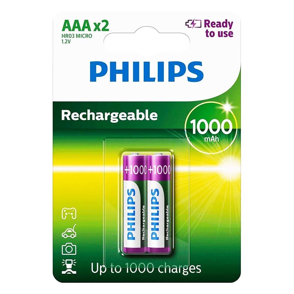 PHILIPS PILA RECARGABLE AA 1000MAH PACK 2
