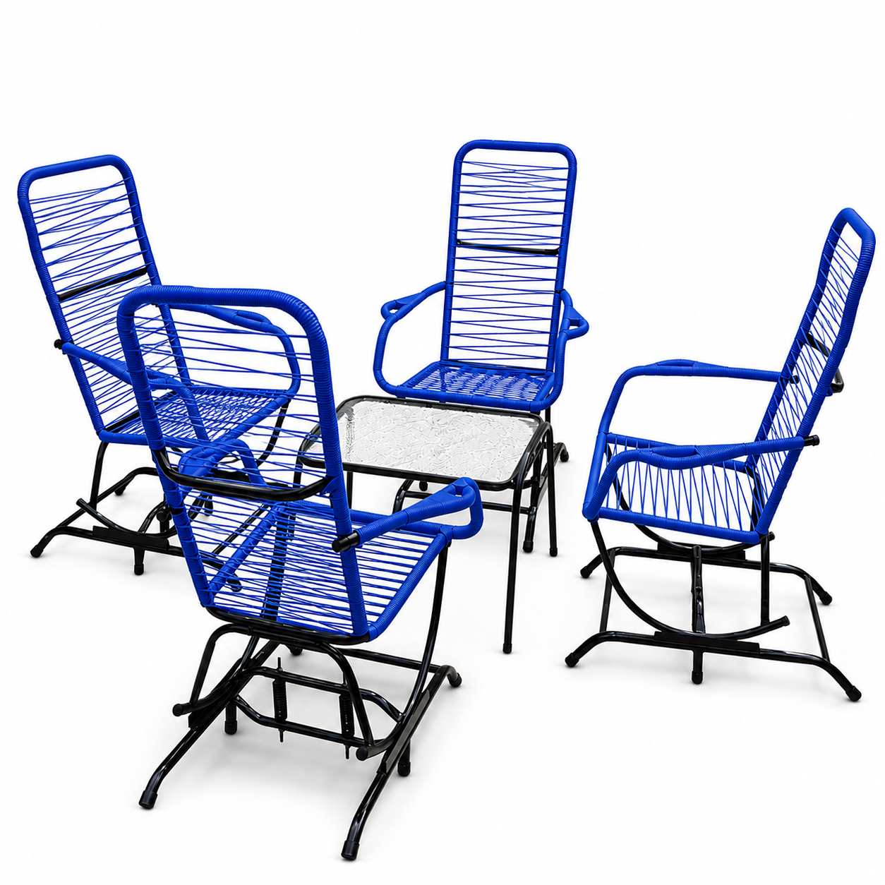 JUEGO DE SILLON CON RESORTE AZUL