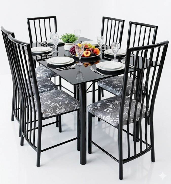 VIRGO JGO COMEDOR TUBOLAR 6S ELEG.VIDRIO
